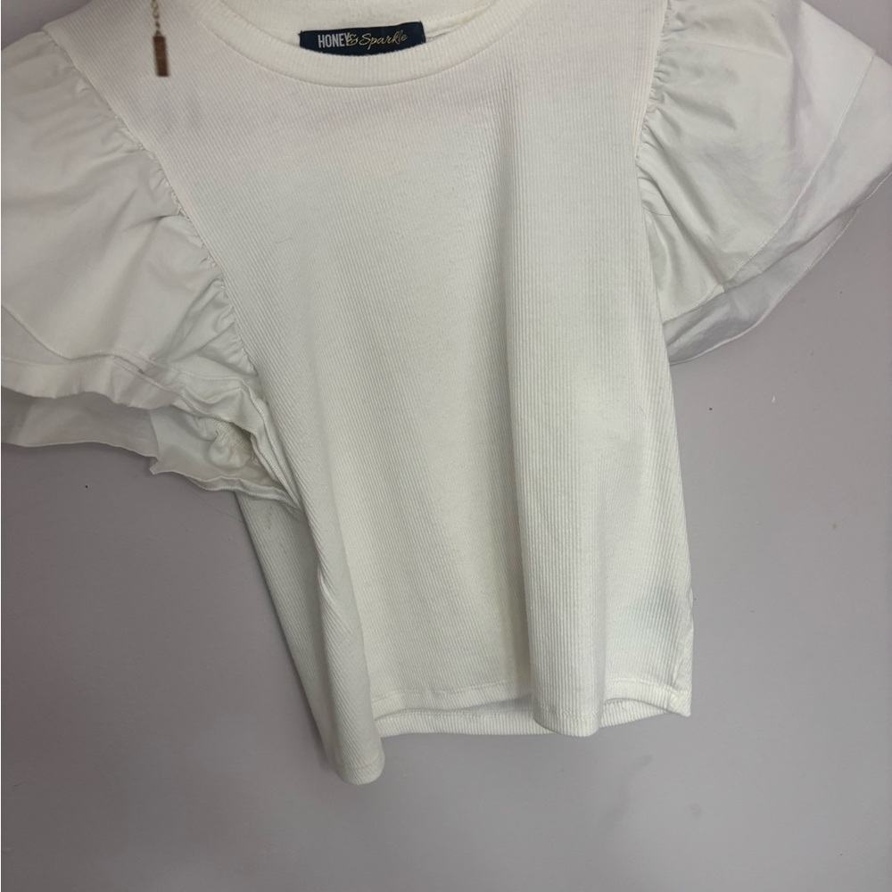 White Puff Sleeve Ruffled Blouse